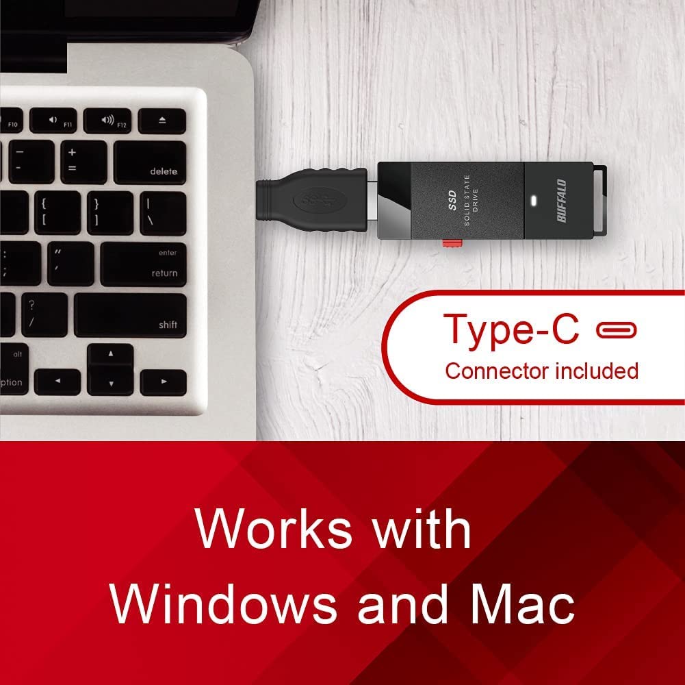 Buffalo External Ssd 1Tb   Up To 600Mb/S   Usb C   Usb A   Usb 3.2 Gen 2 (Compatible With Ps4 / Ps5 / Windows/Mac)   External So