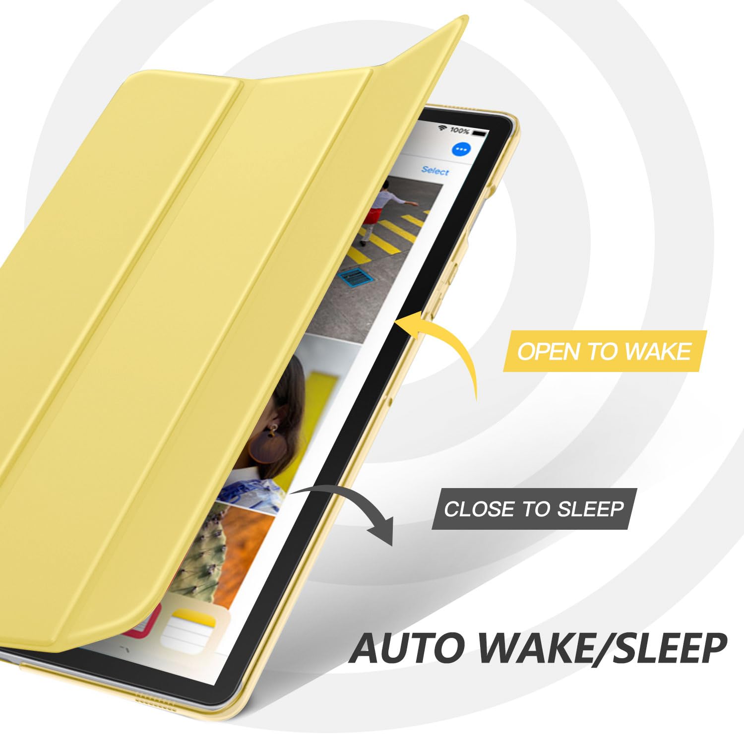 MoKo Case Fit Samsung Galaxy Tab S5e 2019, Ultra Thin Slim Shell Trifold Stand Cover with Frosted Back with Auto Wake and Sleep for Galaxy Tab S5e SM T720/SM T725 2019 Tablet, Light Yellow