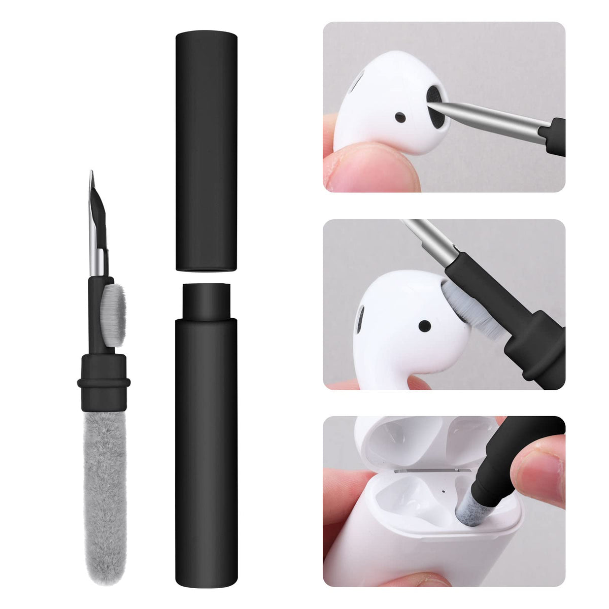 Aomig Airpod Cleaner Kit, 3 In 1 Earbuds Cleaning Kit,Phone Cleaner Kit With Soft Brush For Wireless Earphones Bluetooth Headpho