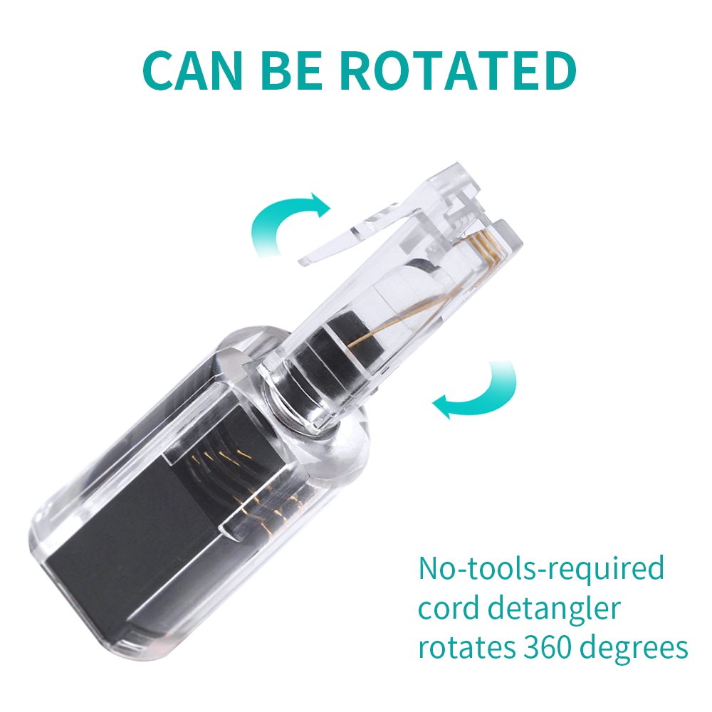 Yolistic (Value Pack Of 4 360 Phone Cord Detangler Landline Telephone Extended Rotating Black