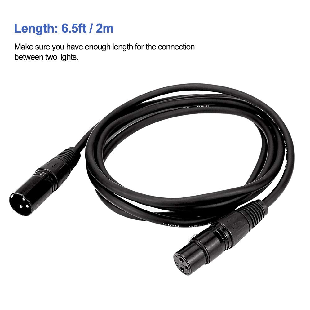 Worldlite 6.5Ft Dmx Cable, 10Pcs 2M Dmx Signal Cables Signal Wires, 3 Pin Xlr Male To Female Stage Light Cable With Metal Connec