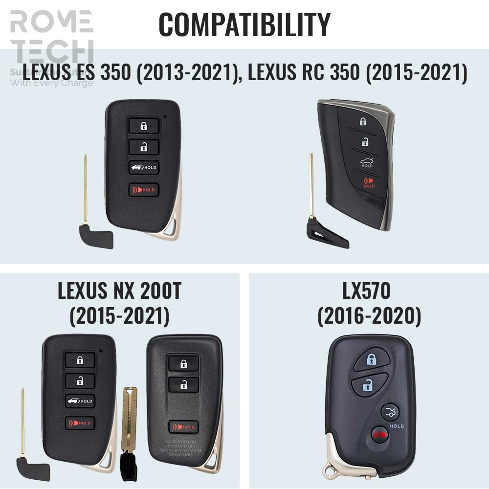 Rome Tech Car Key Fob Cr2032 Batteries Replacement Compatible With Lexus Es 350 2013 2021, Lexus Nx 200T 2015 2021, Rc 350 2015