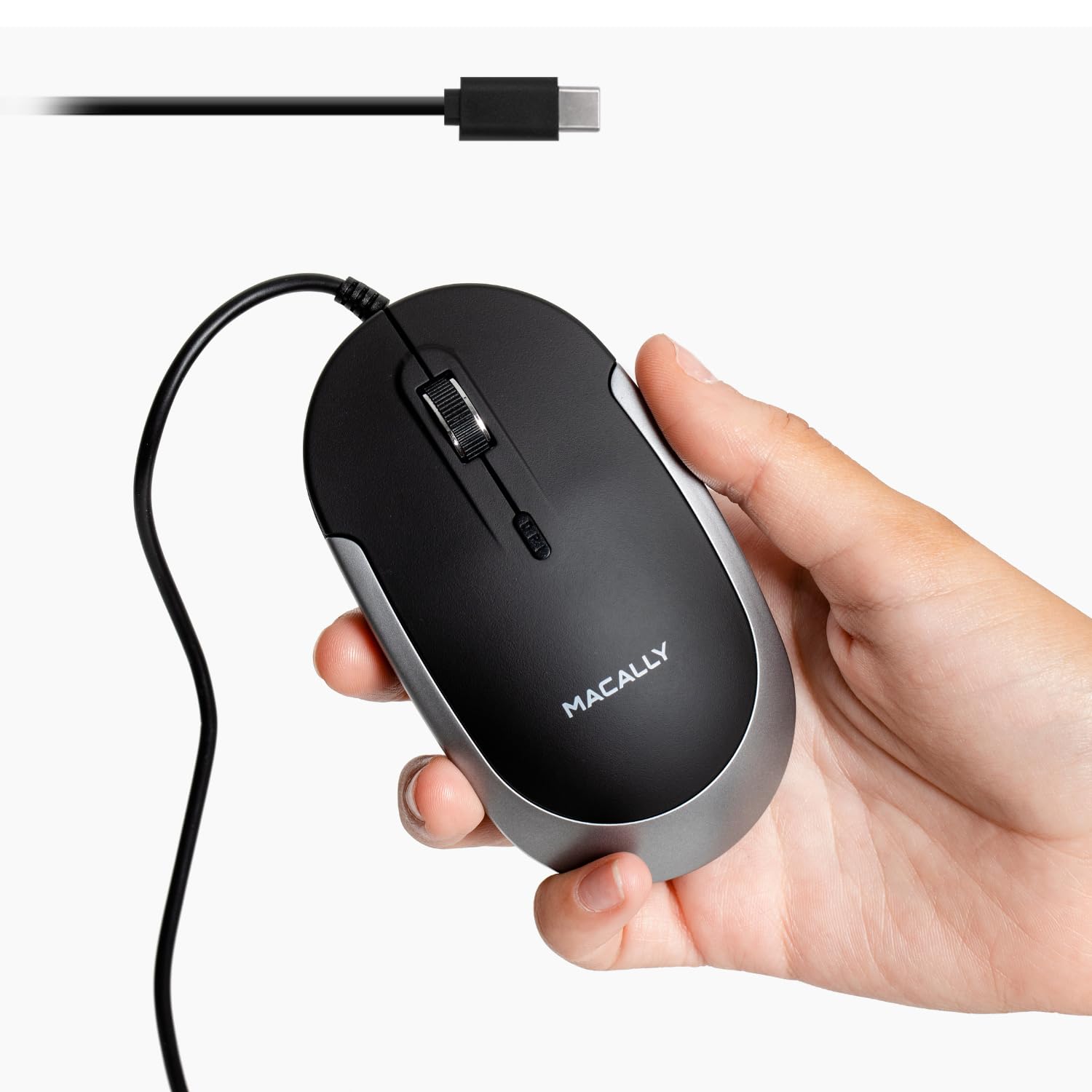 Macally Usb Type C Mouse   Slim & Compact Design   Usb C Mouse For Macbook Pro Imac Pc Etc.   Simple 3 Button & Scroll Wheel Lay