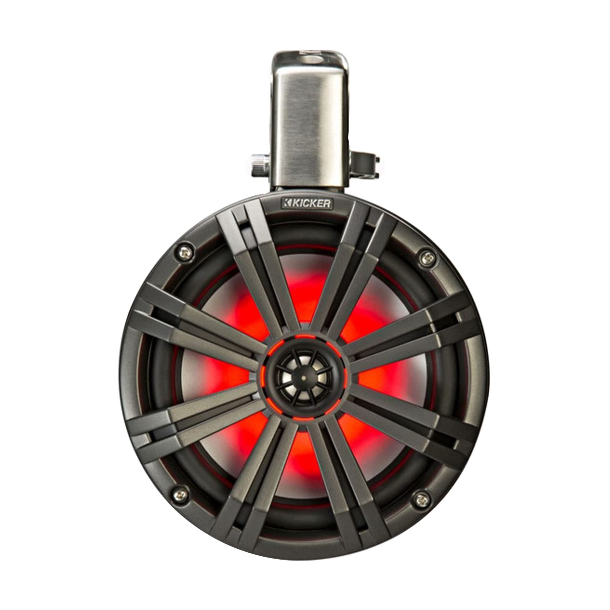 Kicker Kmtc8 8'' Loaded Marine Wake Tower Enclosures With 45Km84L Speakers   Charcoal Grills With Black Enclosures