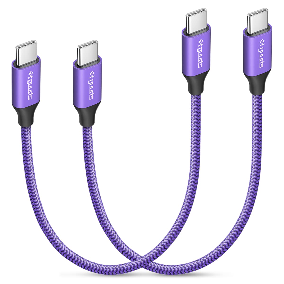 Etguuds Purple Usb C To Usb C Cable 1Ft, 2 Pack 60W Usbc To Usbc Cord, Type C To C Charger Cable Fast Charging For Iphone 16 15 Pro Max Plus, For Samsung Galaxy S24 S23 S22, For Macbook/Ipad, Pixel