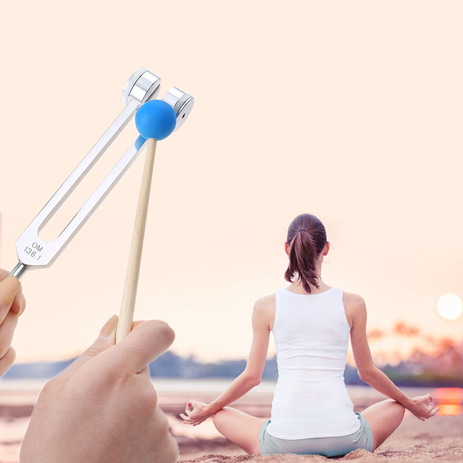 Om 136.1Hz Solfeggio Tuning Fork With Silicone Hammer Bag For Sound, Musical Instrument, Vibration, Heart Chakra Yoga