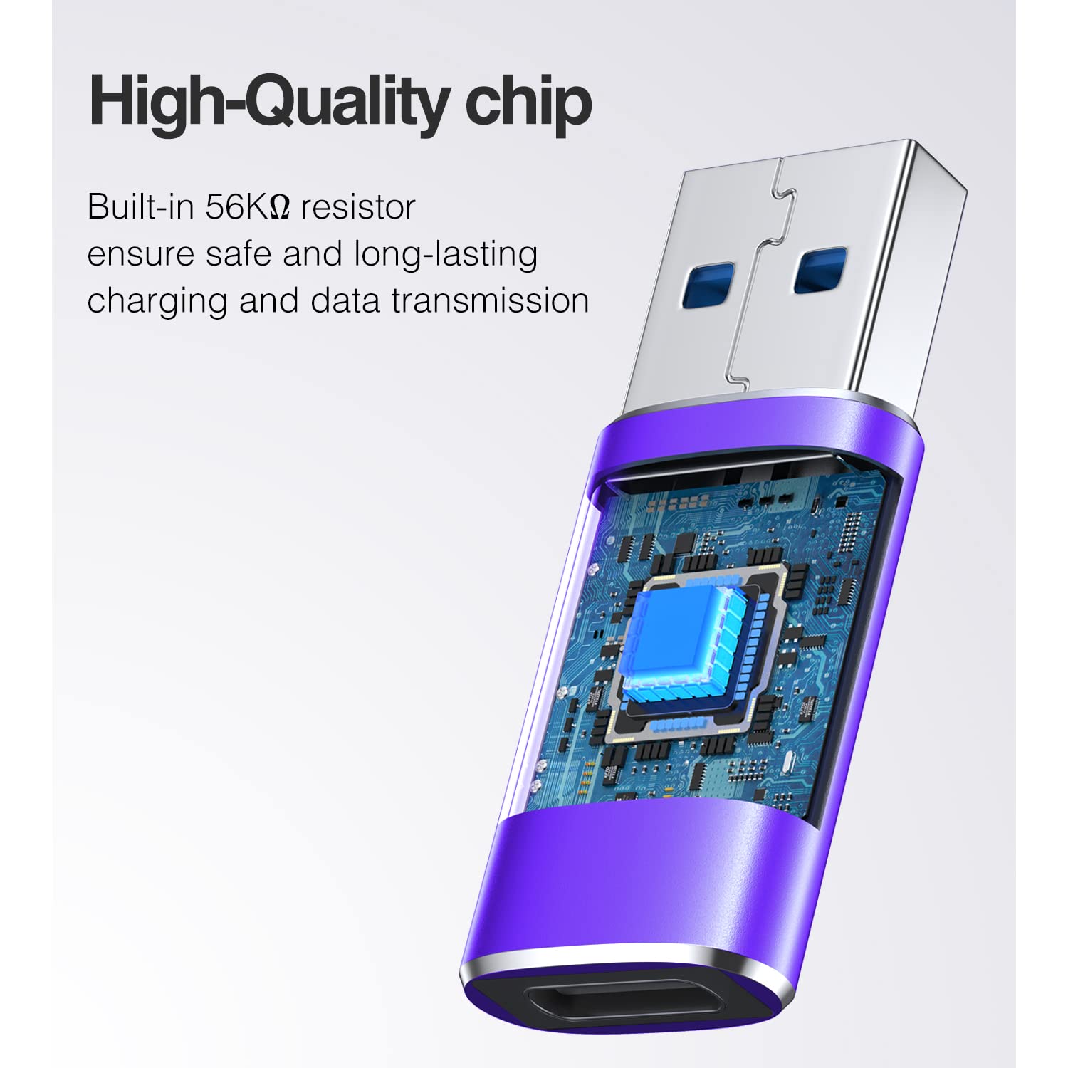 [10Gbps] Usb C Female To Usb Male Adapter, Usb 3.1 A To Usb C Adapter Superspeed Data Sync Compatible With Iphone 16/ Iphone 15 Plus Pro Max,Type C Earphone, Laptop, Charger, Quest Link  Purple
