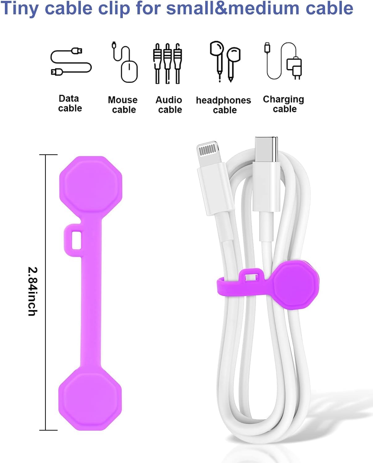 6 Pcs Silicone Magnetic Cable Ties, Cable Clips Cord Organizer [1S] Management Cable Cords, Reusable Magnet Cable Organizer, Pho