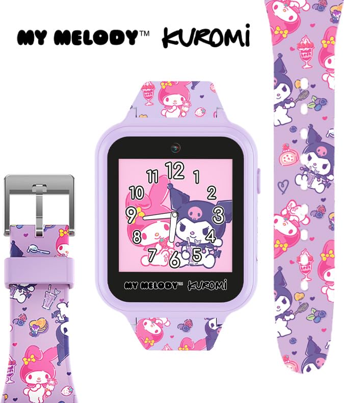 Sanrio My Melody & Kuromi Kids Smartwatch With Touchscreen   Features 10 Interactive Faces, Camera For Selfies, Voice Recorder,