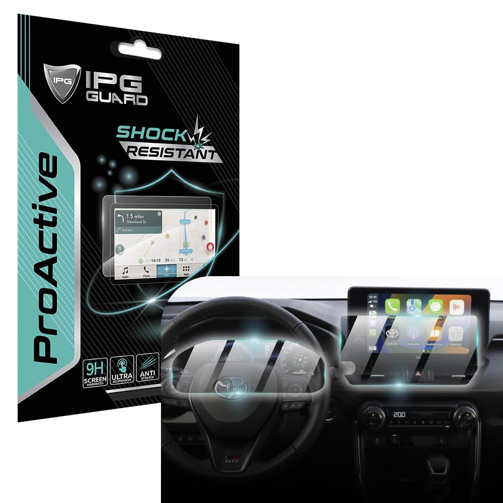IPG ProActive for Toyota 2023-2024 2025 RAV4 10.5 Navigation + 12.3 Dashboard (2 Pieces) Display 9H Hardness Screen Protector Na