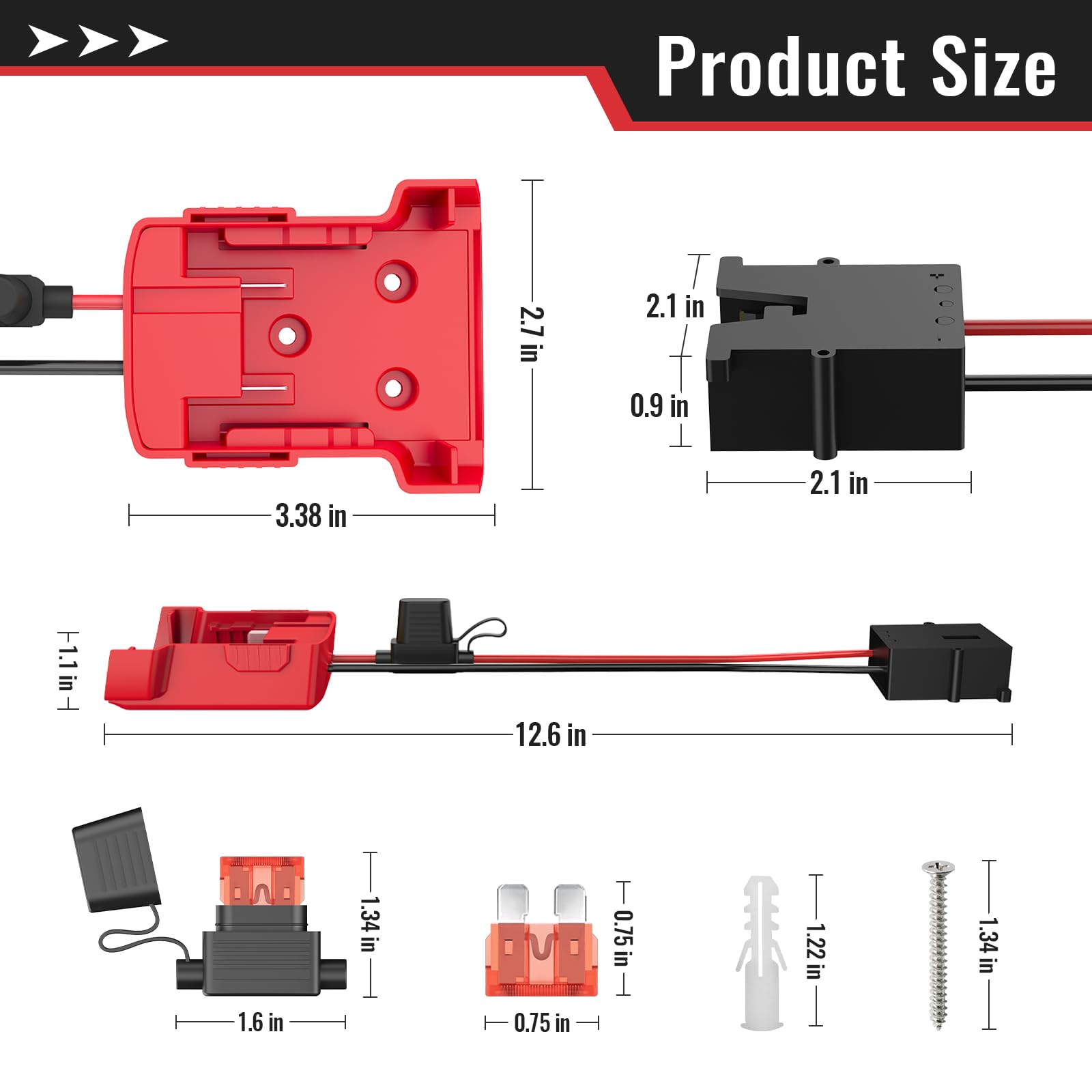 Kzreect Power Wheels Adapter For Milwaukee M18 Battery Adapter, 18V Power Wheels Battery Conversion Kit With Fuse Holder And Wir