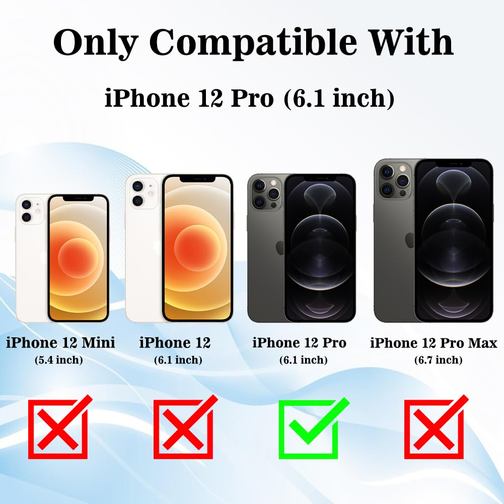 Mzelq Wallet Case For Iphone 12 Pro (6.1 Inch), Card Holder Camera Protection Cover For Iphone 12 Pro + Screen Protector, Soft S