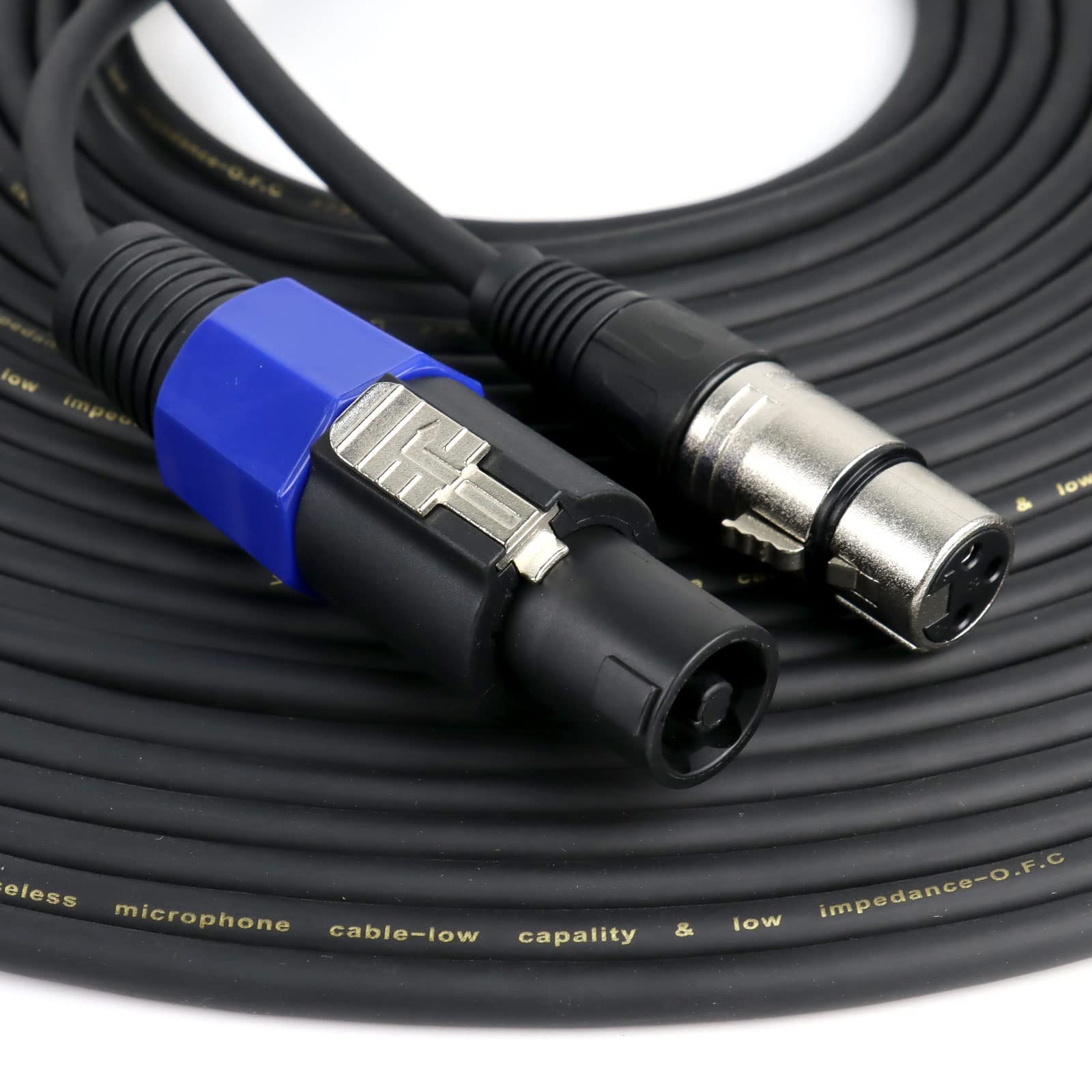 Hbu 50 Feet Pack Of 1 Speakon To Xlr Female Cable   1Pc 50Ft. Audio Jack Speak On Type Male Plug To 3 Pole Xlr Extension Wire  
