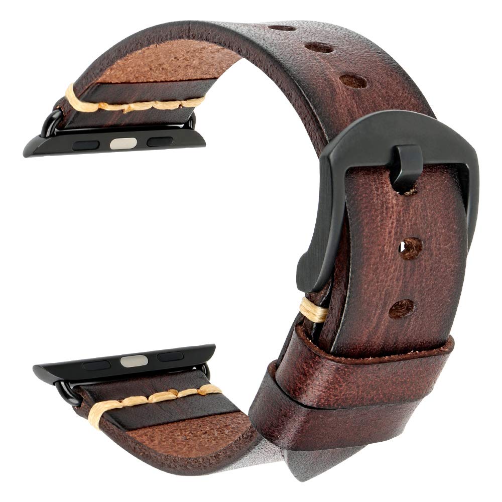 Rezero Compatible With Apple Watch Straps 49Mm 45Mm 44Mm 42Mm 41Mm 38Mm 40Mm, Genuine Leather Wristband Replacment For Iwatch Se