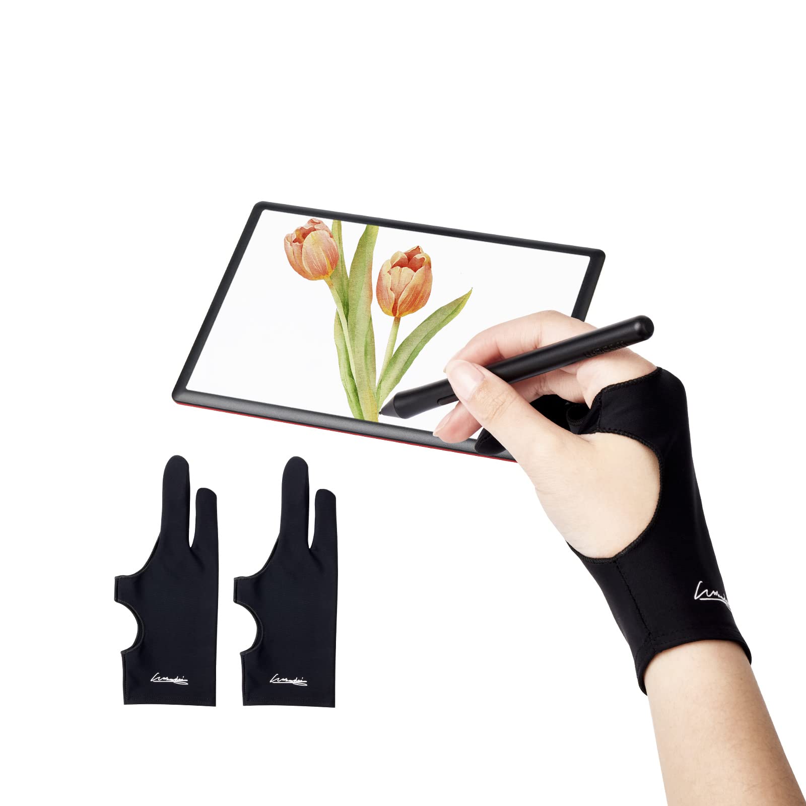 Digital Drawing Glove 2 Pack,Artist Glove For Drawing Tablet,Ipad,Sketching,Art Glove With Two Finger For Right Hand And Left Ha