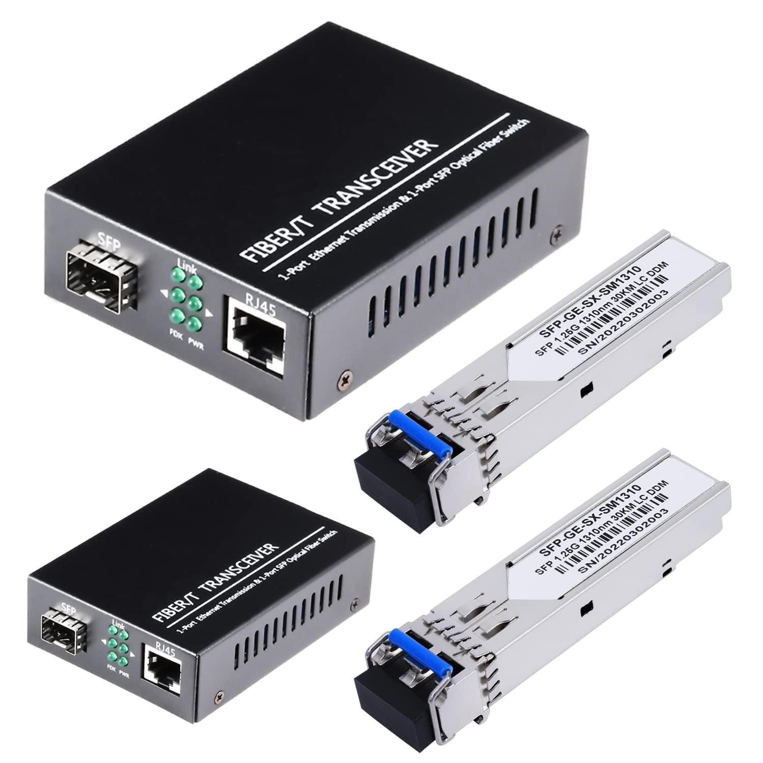 2 Pack 1.25G/S Bidi Gigabit Single Mode Fiber To Ethernet Media Converter With 2Pcs Bidi Sfp Lc Dual Transceiver Module Included