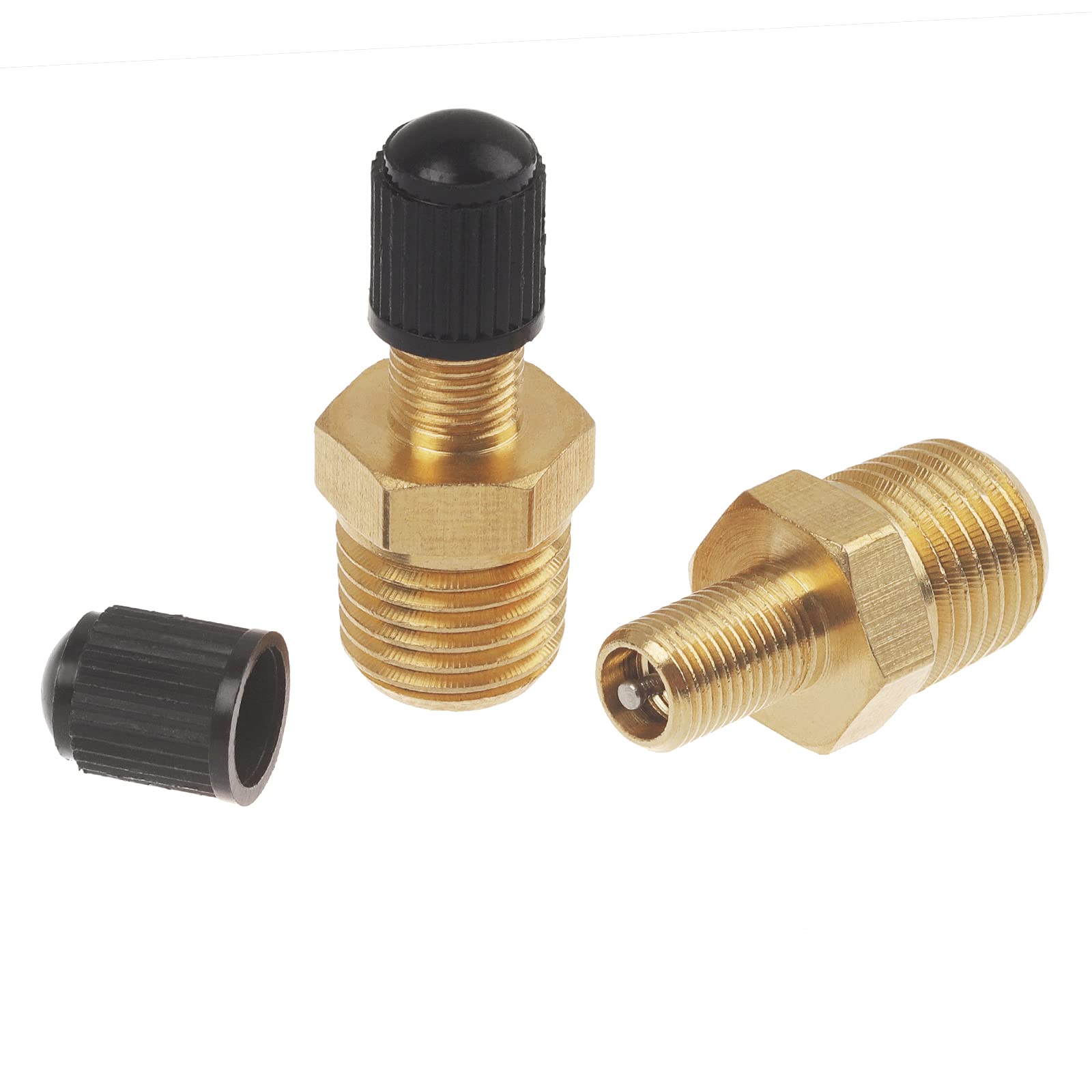 4Pcs 1/4'' Npt Tank Valve, A.I.Force Air Compressor Tank Fill Valve With Anti Corrosion Brass Schrader Valve And Caps, 4Pcs Extr