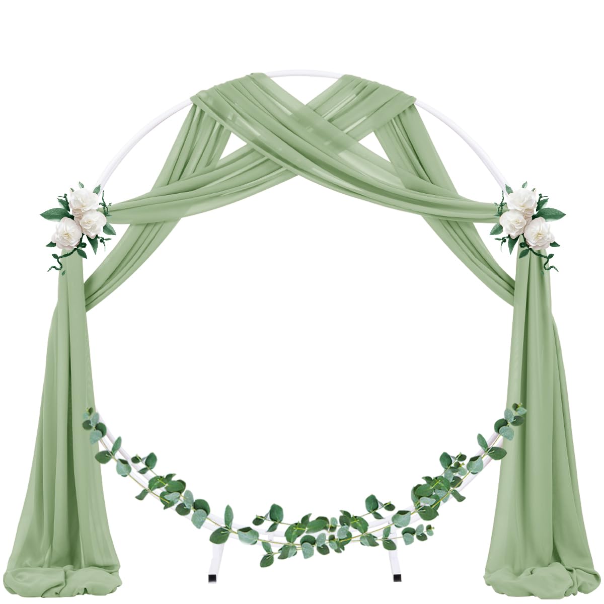 Socomi Wedding Arch Draping Fabric 1 Panel 29'' X 19Ft Sage Green Sheer Chiffon Curtain Drapes 6 Yards For Wedding Ceremony Birt