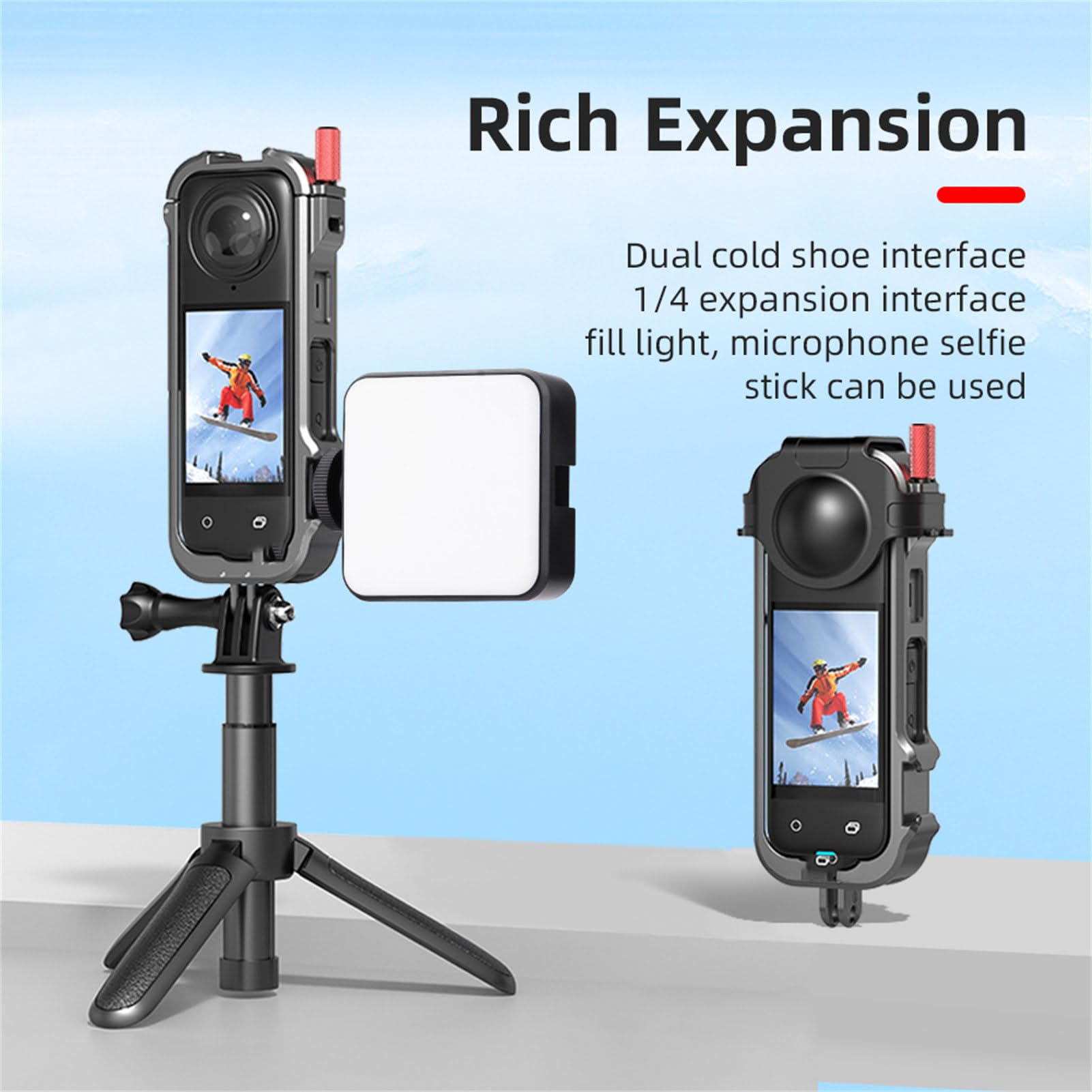 Metal Frame Cage For Insta360 X4 Action Camera Protective Housing Case Cage Rig For Insta360 X4 Accessories With 1/4'' Threads C