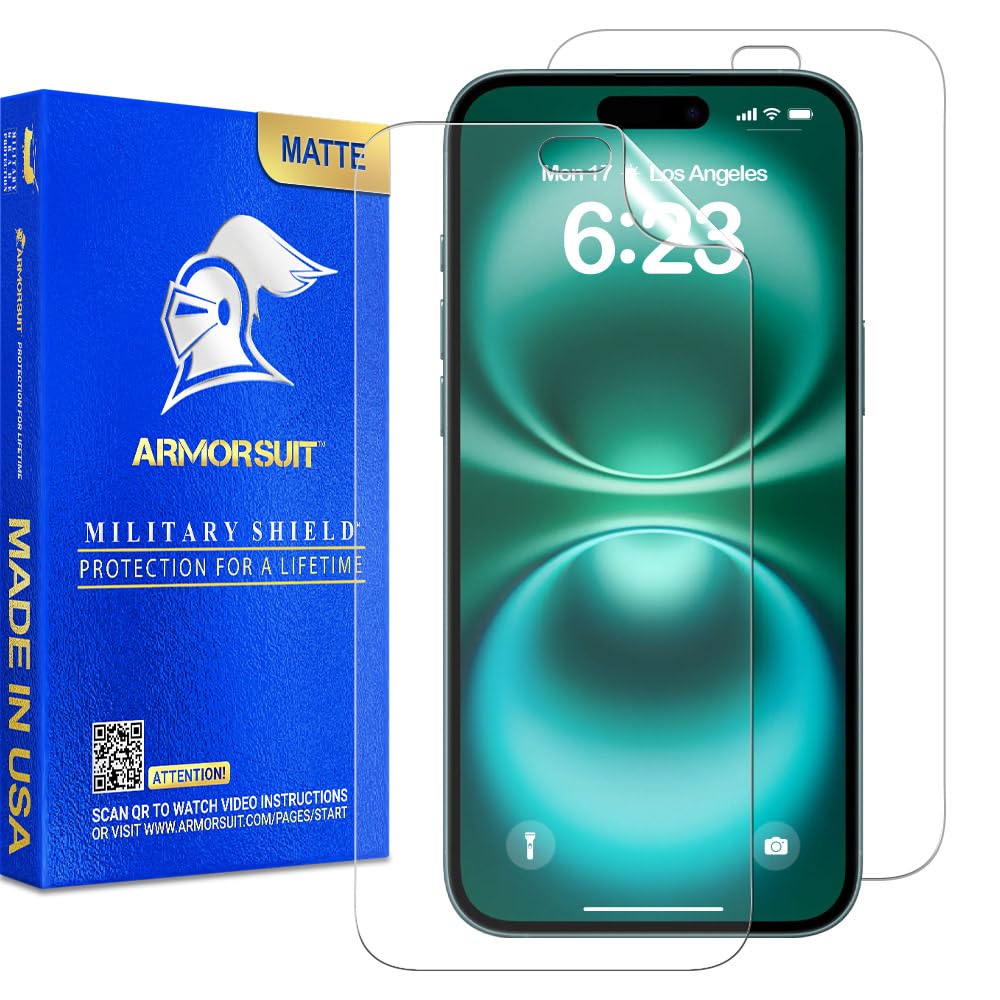 ArmorSuit 2 Pack Paper-Feel Texture Screen Protector for iPhone 16 Case Friendly MilitaryShield Matte Film - Made in USA