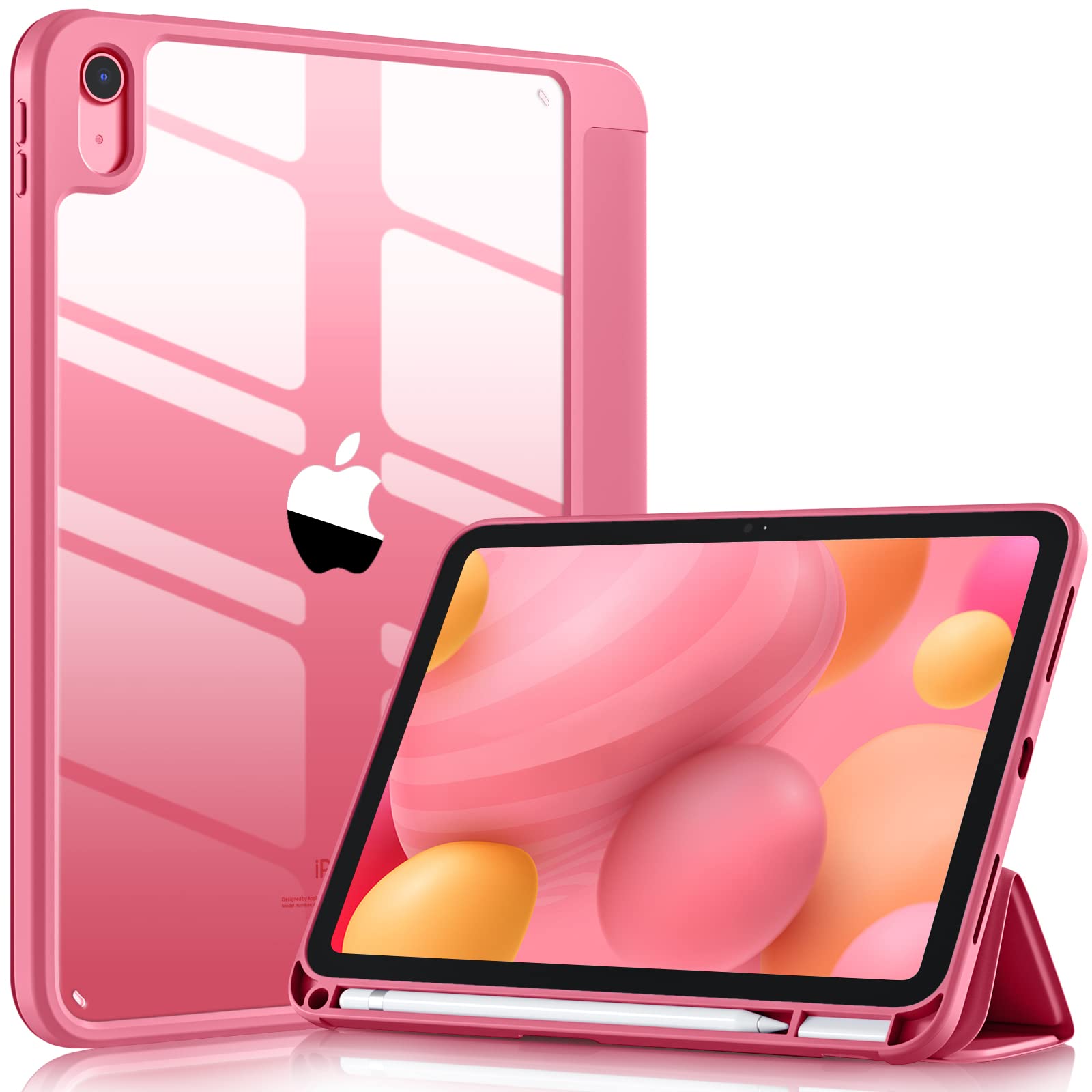 Wenlaty Case Compatible With Ipad 10Th Generation 2022 10.9 Inch With Pencil Holder, Slim Protective Cover With Clear Back Shell