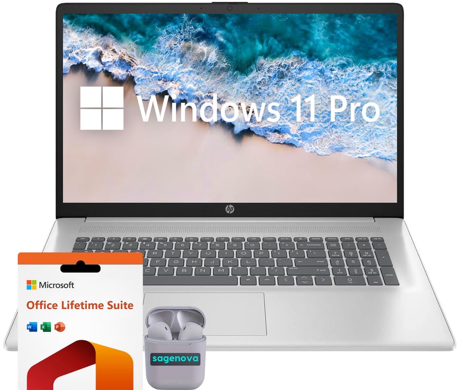 HP Business Laptop Computer, 17.3 FHD IPS LED Laptop 16GB RAM 512GB SSD, AMD Ryzen 5 7430U, Windows 11 Pro Laptop with Microsoft