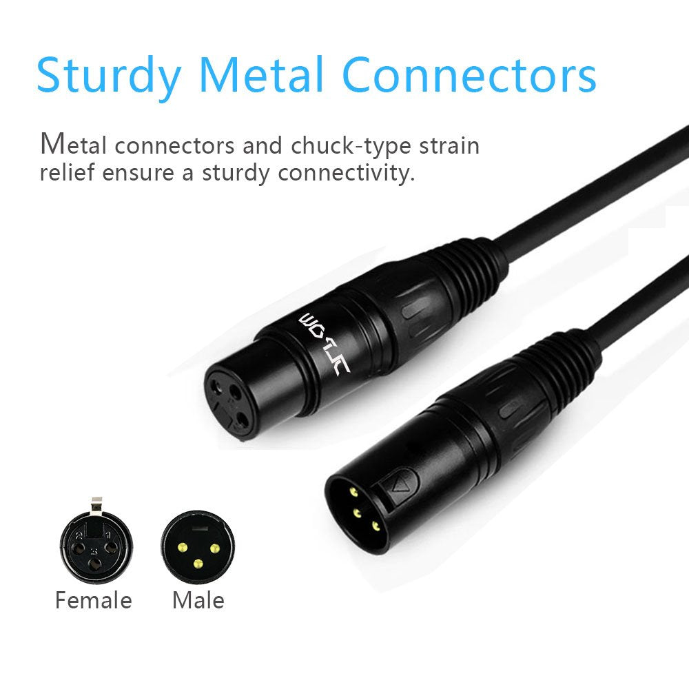 Jlpow 6Ft Dmx Cable, Gold Plated 3 Pin Signal Xlr Male To Female Dmx Cable Wire, Best For Dj Stage Lighting Moving Head Lights P