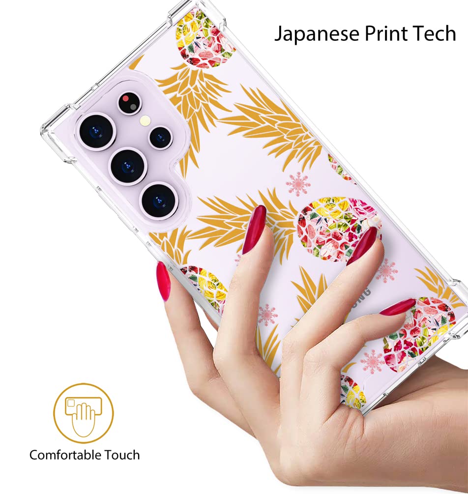 Topgraph Case Cute Pineapple Clear For Women Girly Designer Girls For Galaxy S23 Ultra, Cute Silicone Transparent Phone Case Pin