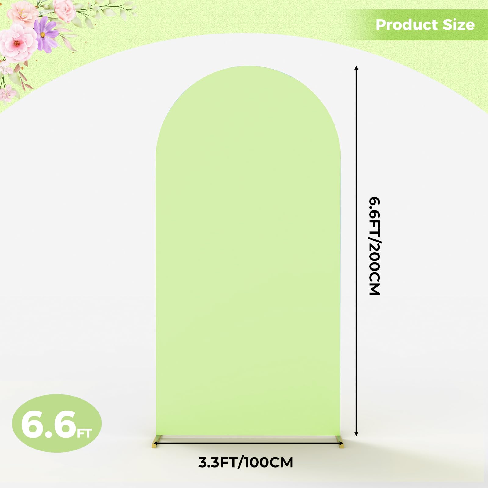 Babenest 6.6Ft Green Wedding Arch Cover, Spandex Fitted Arch Backdrop Cover For Photography, Round Top Chiara Stand Cover For Pa