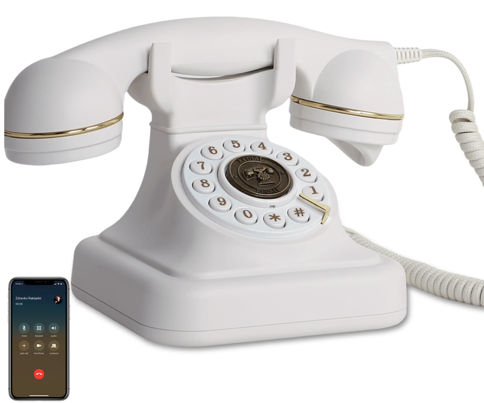 ROOMEDAL Bluetooth Retro Phone Landline Telephone,Bluetooth Home Phone with Speakerphone,Voice Assistant, Volume Control,Music P