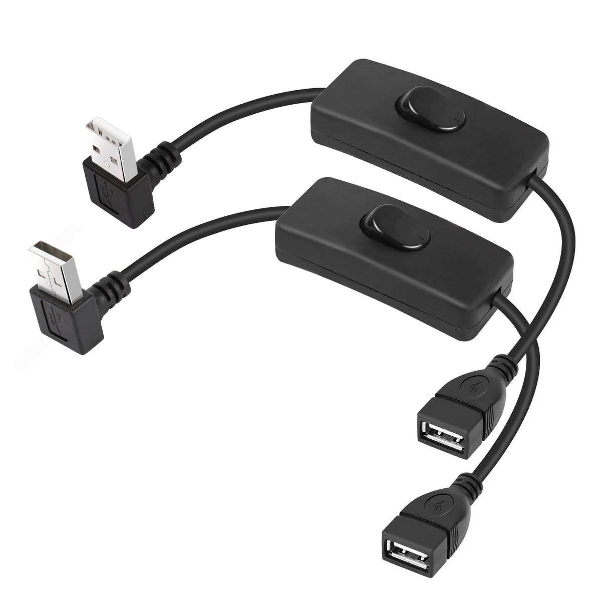 Pngknyocn Usb Short Cable With On/Off Switch,2 Pack 1Ft 90 Degree Up & Down Angle Upgraded Usb A 2.0 Male To Female Data Power Switch Cable