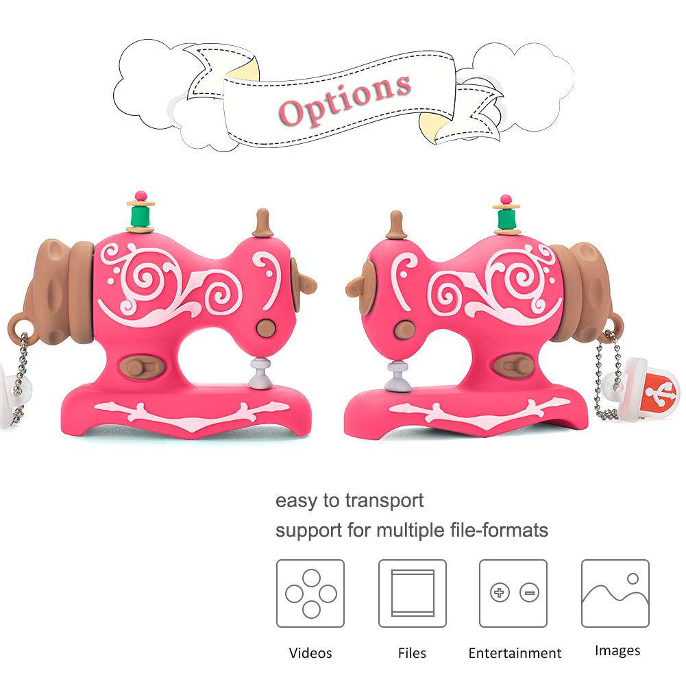Cute Usb Flash Drive 64Gb, Leizhan Embroidery Sewing Machine Shape Memory Stick Thumb Drive Data Storage Pendrive Jump Drive Usb Stick, Pink