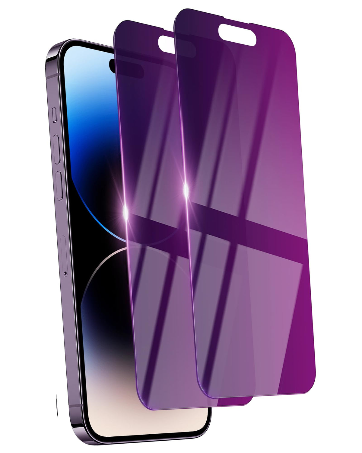 Ifaeveus 2 Pack Privacy Screen Protector For Iphone 14/13 Pro/13 Tempered Glass 6.1Inch Private Saver Purple Anti-Spy Anti-Blue 
