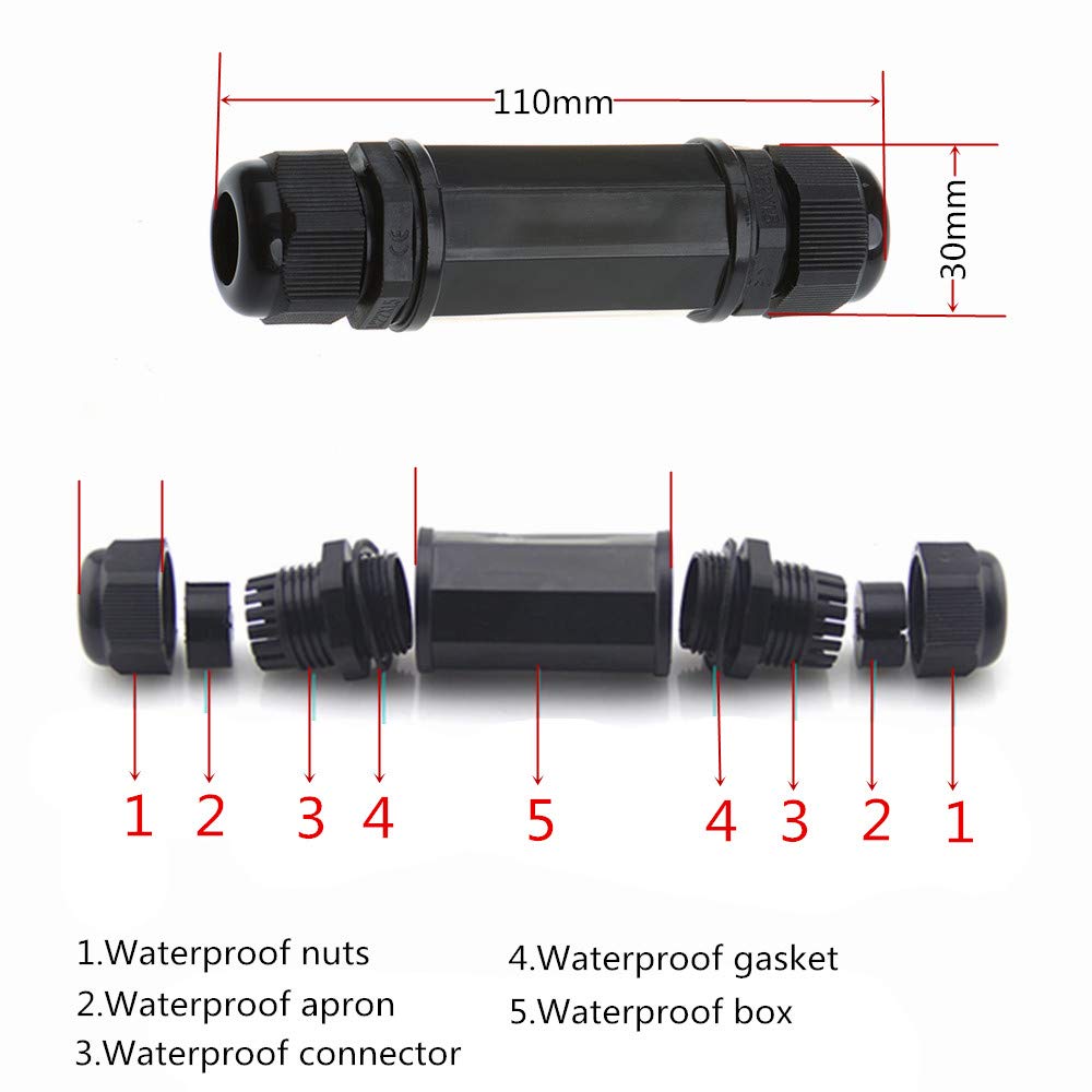 Anmbest 5Pcs M22Z Shielded Rj45 Waterproof Cat5/5E/6 8P8C Connector Ip67 Ethernet Lan Cable Connector Double Head Outdoor Lan Co