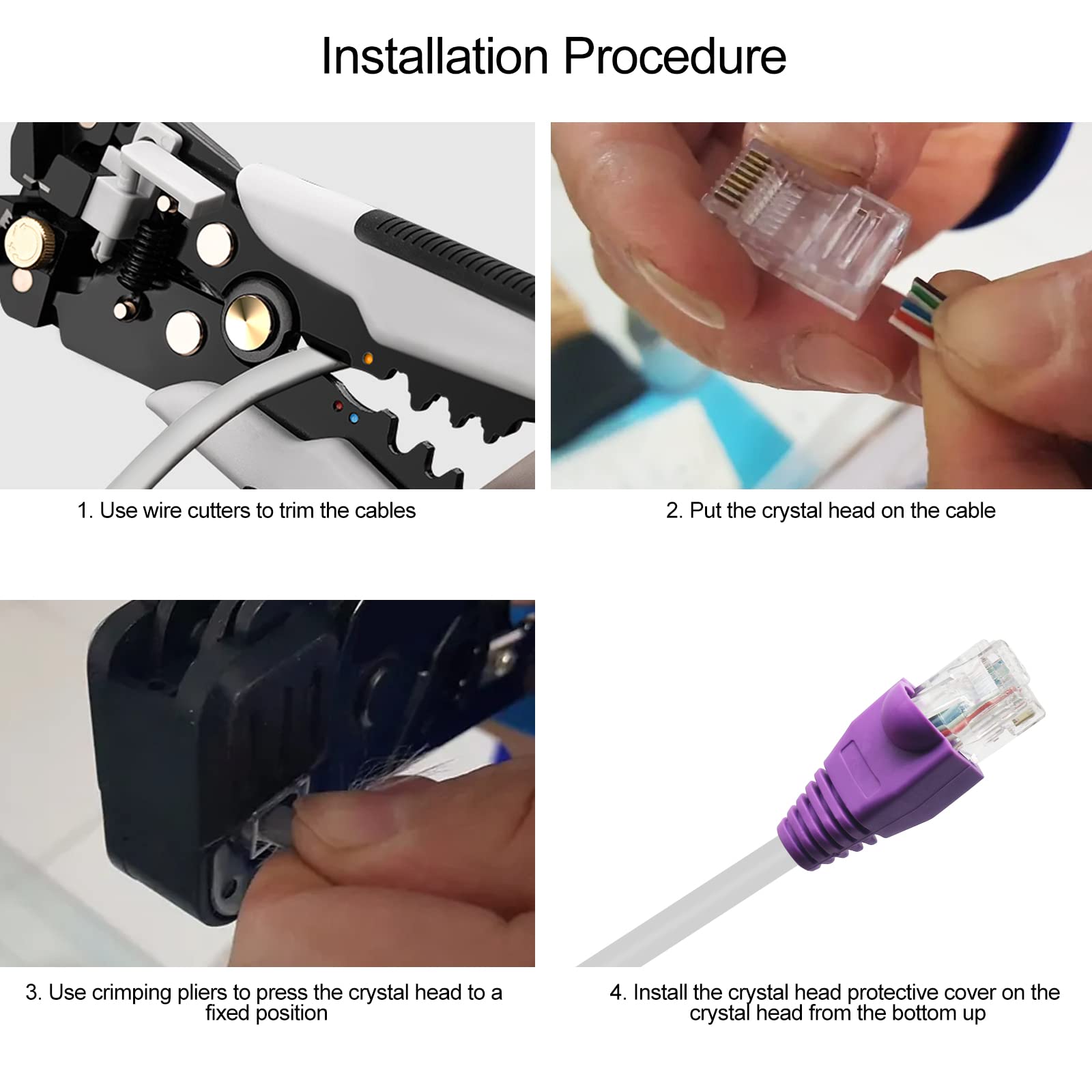 Copapa Yiovvom Soft Plastic Ethernet Rj45 Cable Connector Boots Cover Strain Relief Boots Cat5 Cat5E Cat6 Cat6E 100Pcs (Purple)