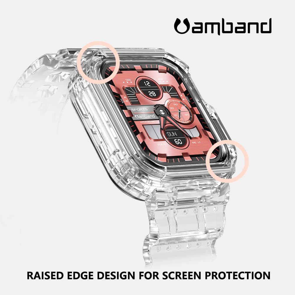 Amband Compatible With Apple Watch Series 9/8/7/Se (2Nd)/Se/6/5/4/3 Bands Clear For Women 41Mm/40Mm/38Mm With Case, Nice Cute Cr