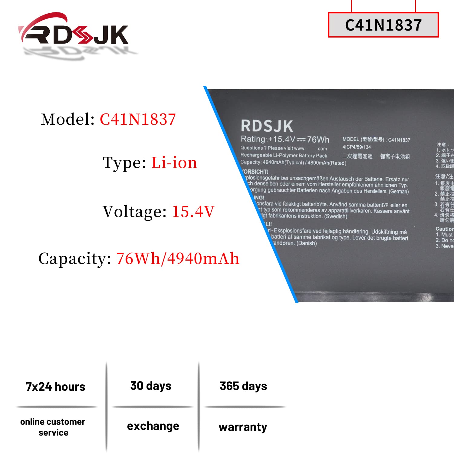 C41N1837 Laptop Battery For Asus Rog Zephyrus Ga502Du Ga502Gu Ga502Iv Gu502Du Gu502Gu Gu502Gw Gu502Gv Gu502Lv Gu502Lw Gu502Lu Gu