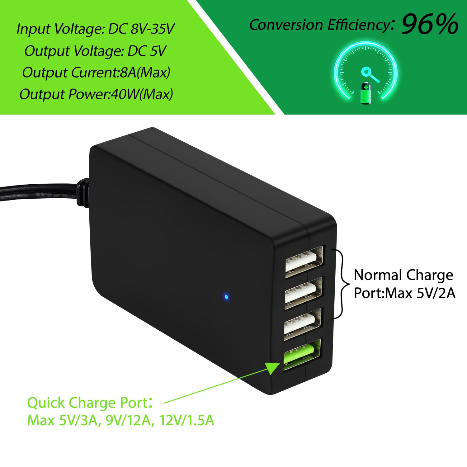 Lemotech Dc Converter With Battery Clip 12V 24V To 5V Step Down 4 Port Usb Power Adapter Charger Portable For Iphone Ipad Androi