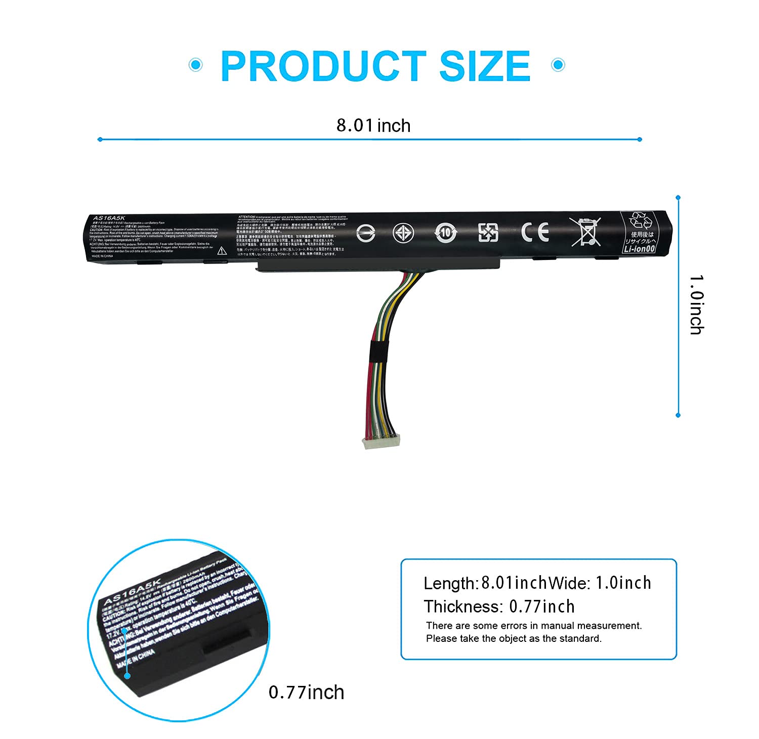 As16A5K As16A8K 4Icr19/66 Battery For Acer Aspire E15 E5 575 N16Q2 E5 576G E5 575G E5 475 F5 573 E5 575 52Jf E5 575 33Bm E5 575G