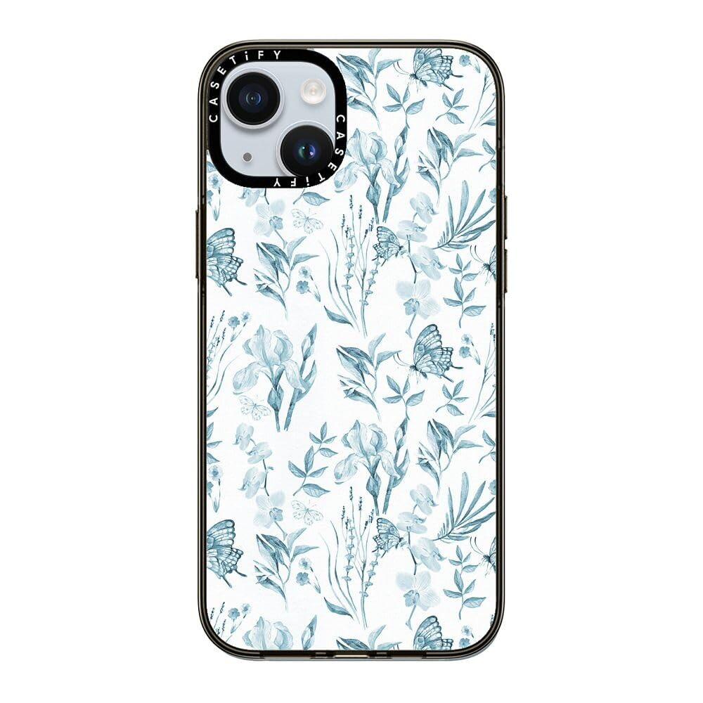 Casetify Compact Case For Iphone 15 Plus [2X Military Grade Drop Tested / 4Ft Drop Protection]   Elegant Pastel Blue Vintage But