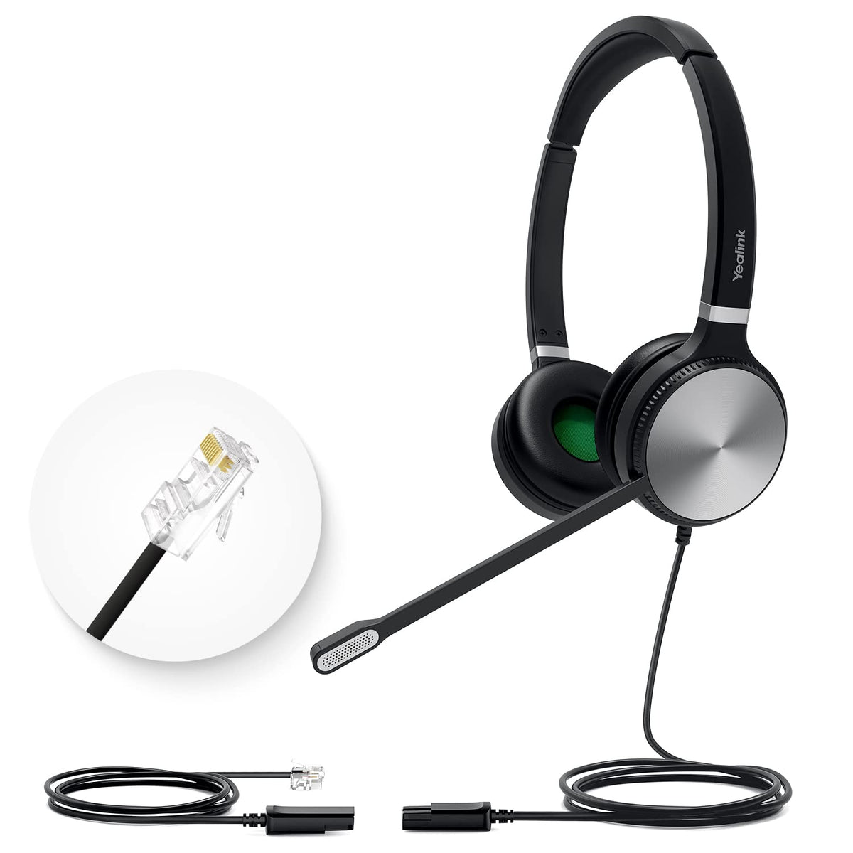 Yealink Phone Headsets For Office Phones Yhs36 Qd To Rj9 Wired Headset Compatible With Poly Snom Grandstream Phones Desk Landlin