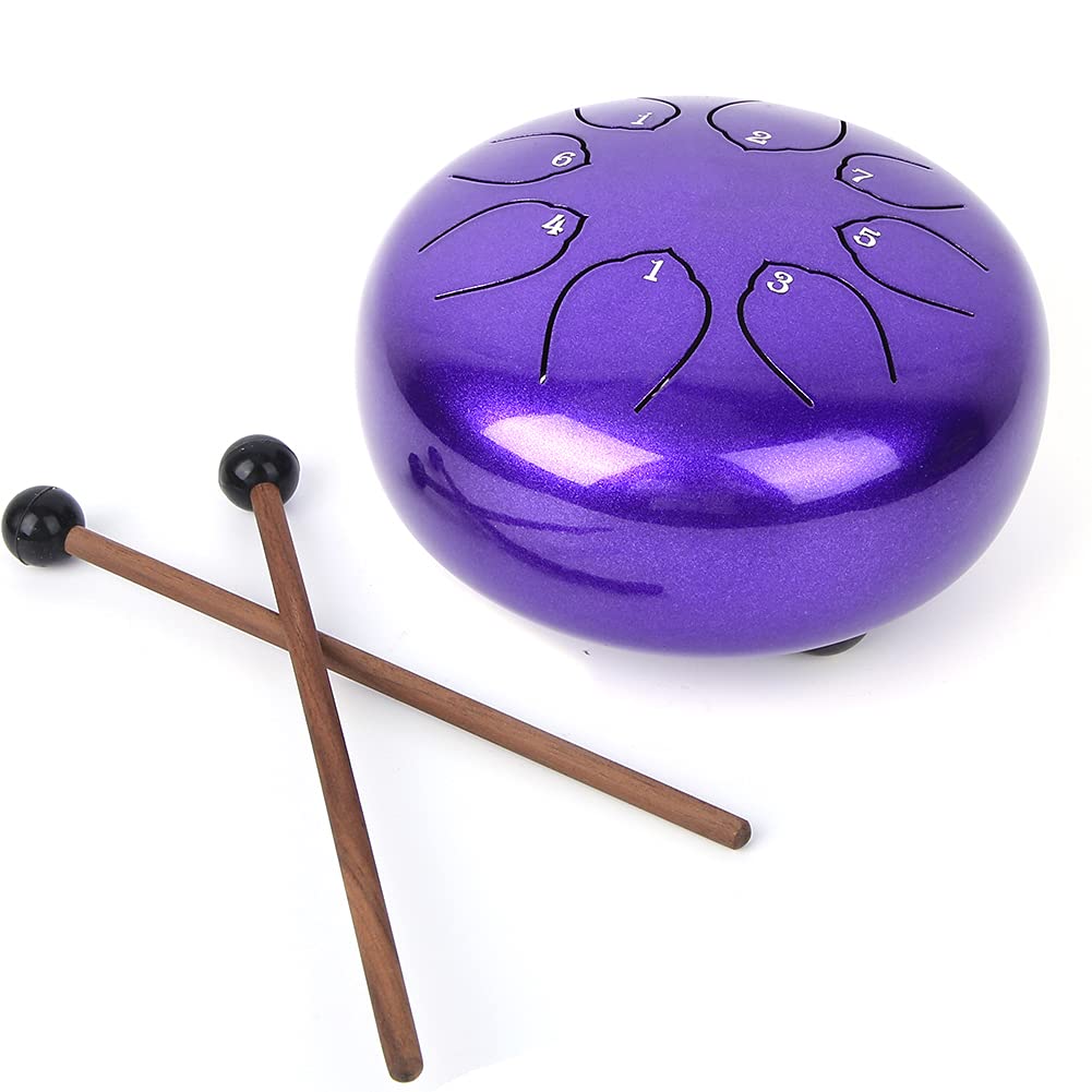 Tongue Drum, Steel With Carrying Bag Handpan Drum, For Beginners Meditation(Purple)
