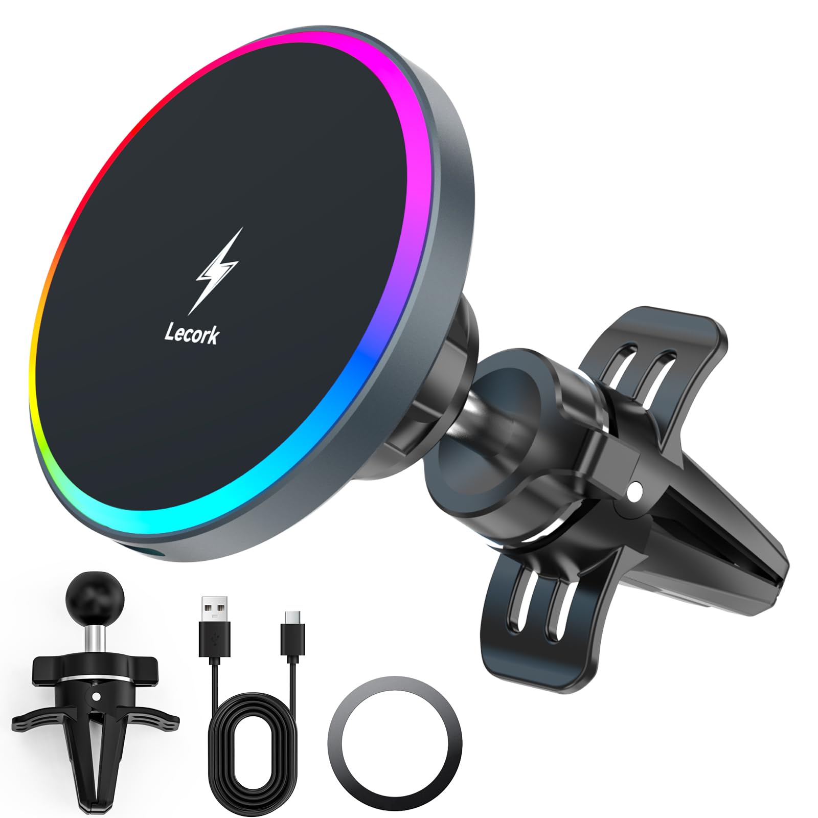 Lecork For Magsafe Car Mount Charger, 15W Air Vent Magnetic Wireles Car Mount Charger For Iphone 16 Pro Max Accessories, Car Pho