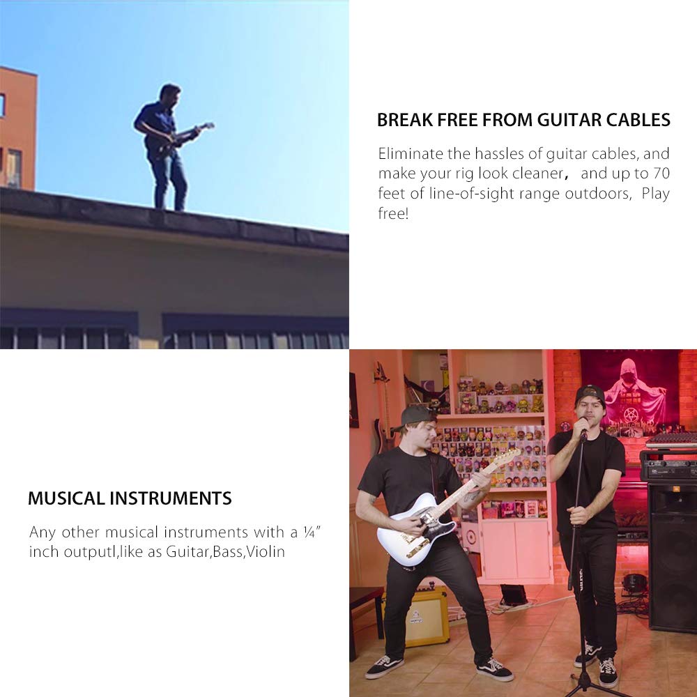 Xvive U2 Guitar Wireless System - 2.4Ghz 4 Channels Transmitter And Receiver For Electric Guitar, Bass, Violin