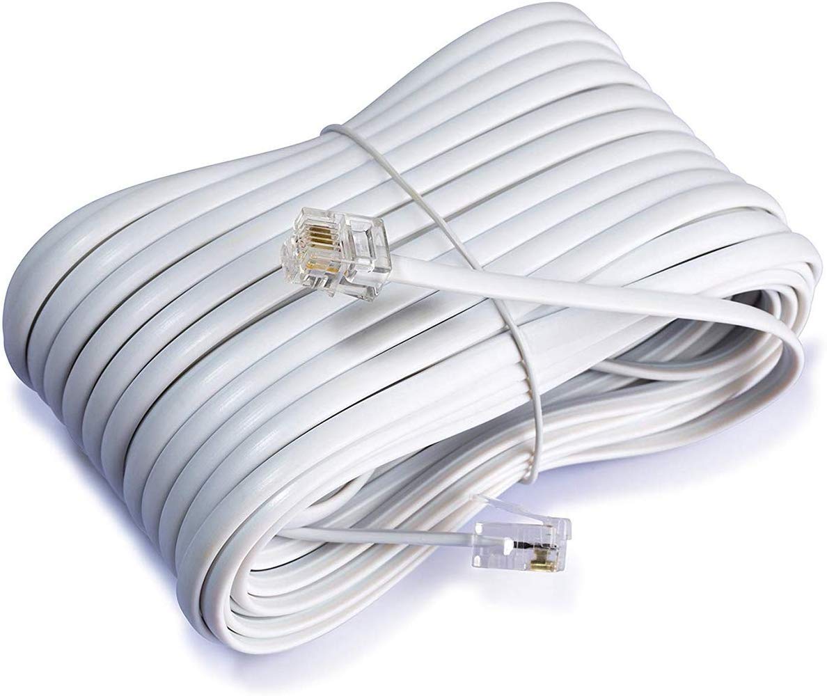 iMBAPrice 50 Feet Long Telephone Extension Cord Phone Cable Line Wire  White