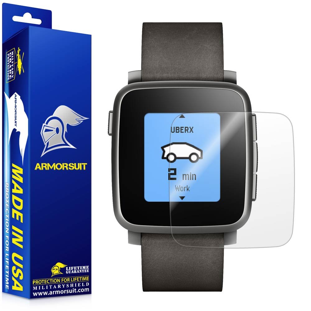 ArmorSuit Pebble Time Steel Screen Protector (2 Pack) Full Coverage MilitaryShield Screen Protector for Pebble Time Steel -HD Cl