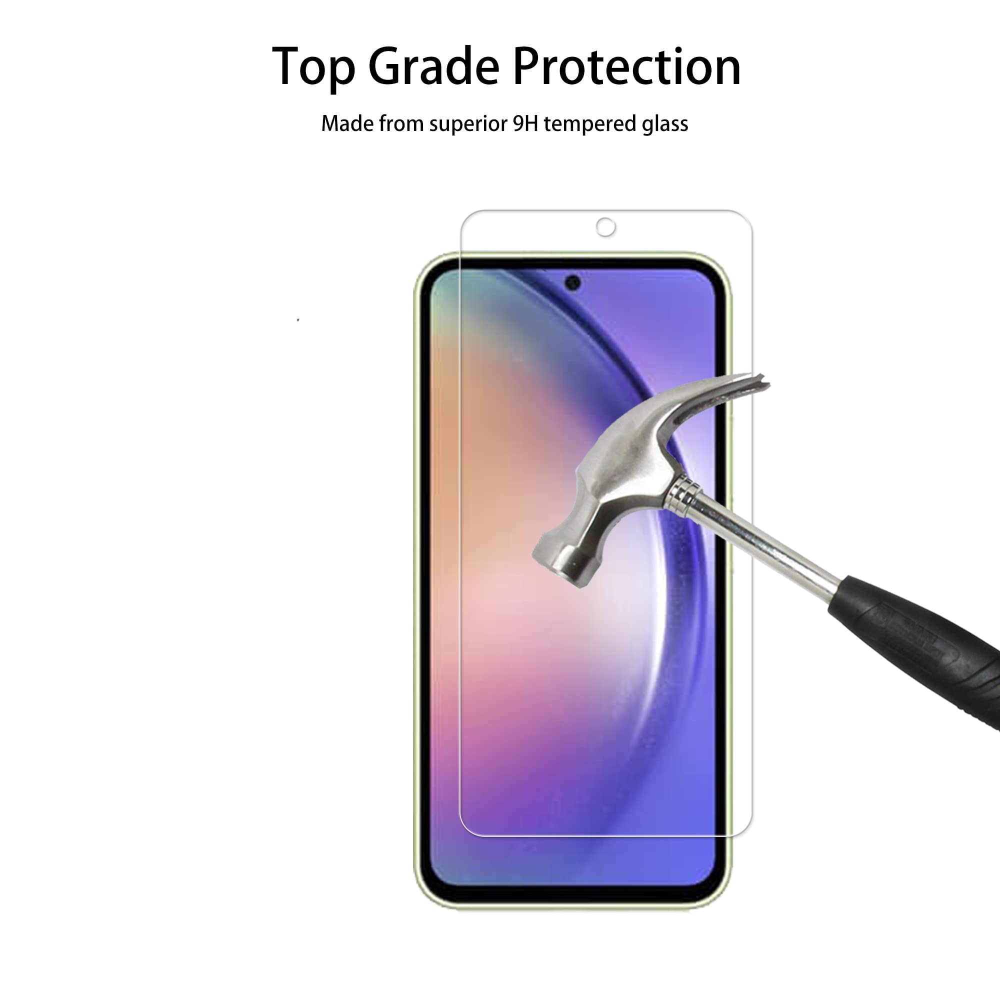 Hkkais Easy Alignment Frame Designed For Samsung Galaxy A54 5G Tempered Glass Screen Protector 2 Pack Camera Lens Protector Film