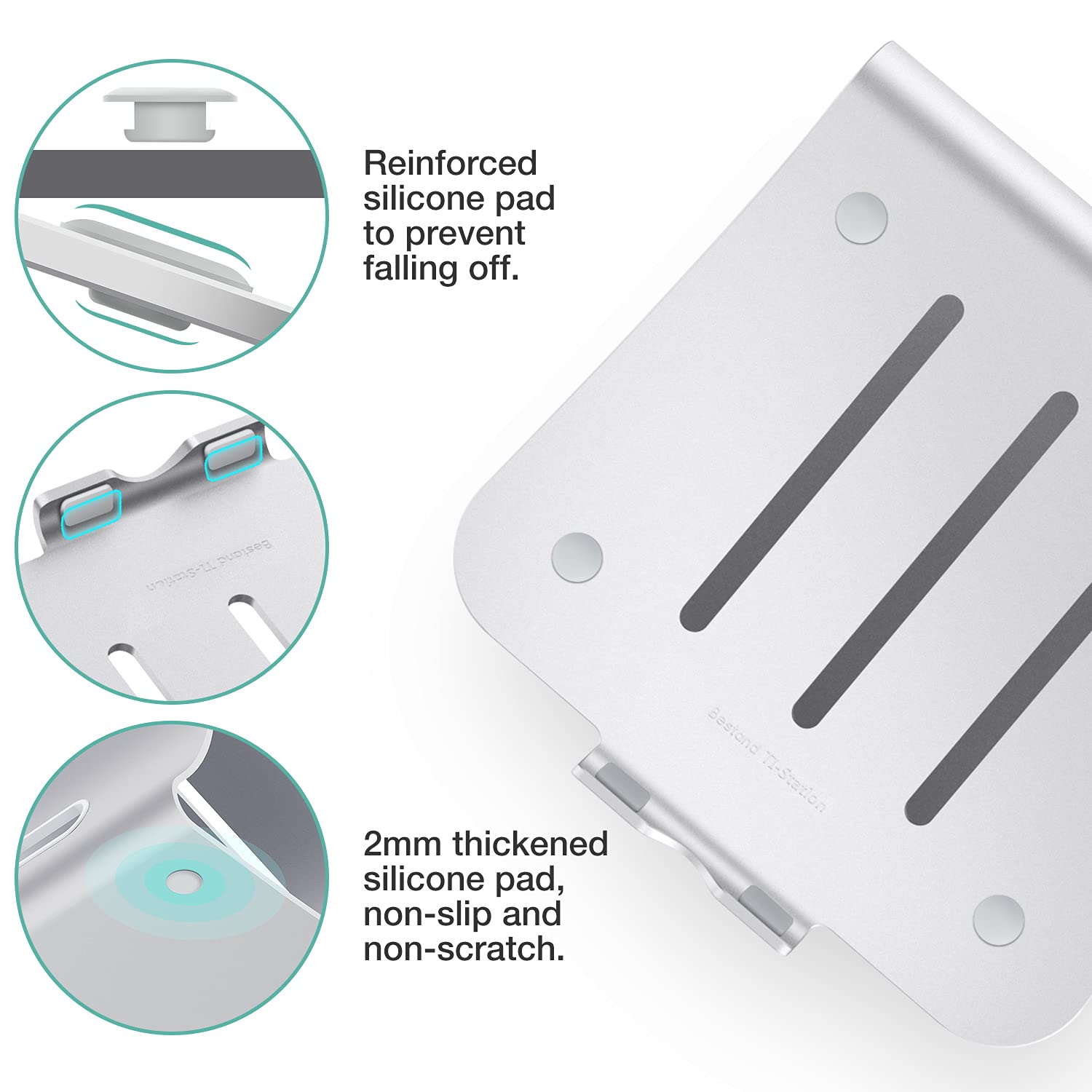 Bestand Laptop Stand, Aluminum Notebook Holder Riser Heat Vent For Macbook Air/Pro, Dell, Hp, Lenovo, Microsoft Surface, Samsung