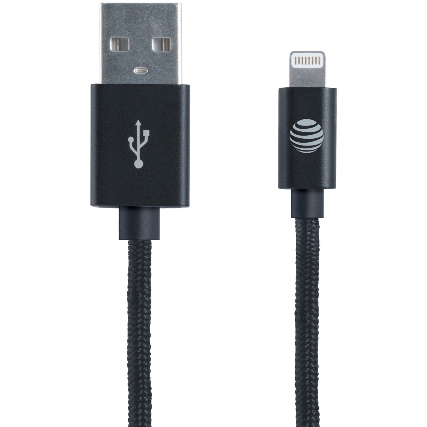 AT&T Apple Mfi Certified Lightning Charge and Sync Braided Cable - for All iPhone Devices with Lightning Connector (8-pin) - 4 f