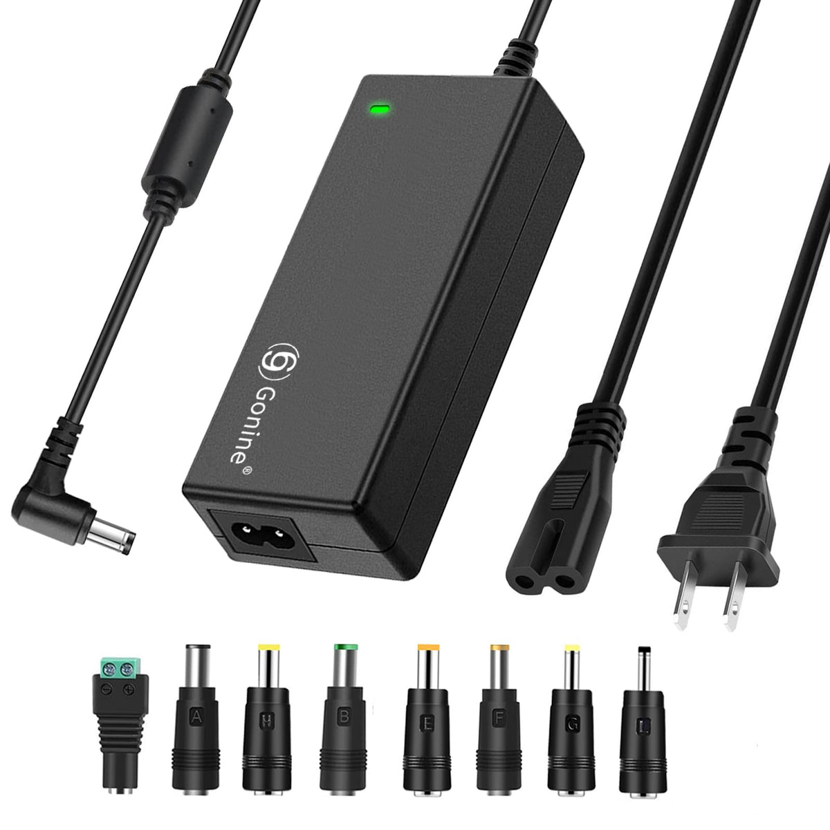 Gonine 24V 2.5A Ac Dc Power Supply Adapter, 24Volts 2.5Amps 100 240V 50 60Hz Transformer For 24Vdc Led Strip Lights Vizio Sound Bar Dymo Labels Printer Silhouette Cameo Cutting Machine.